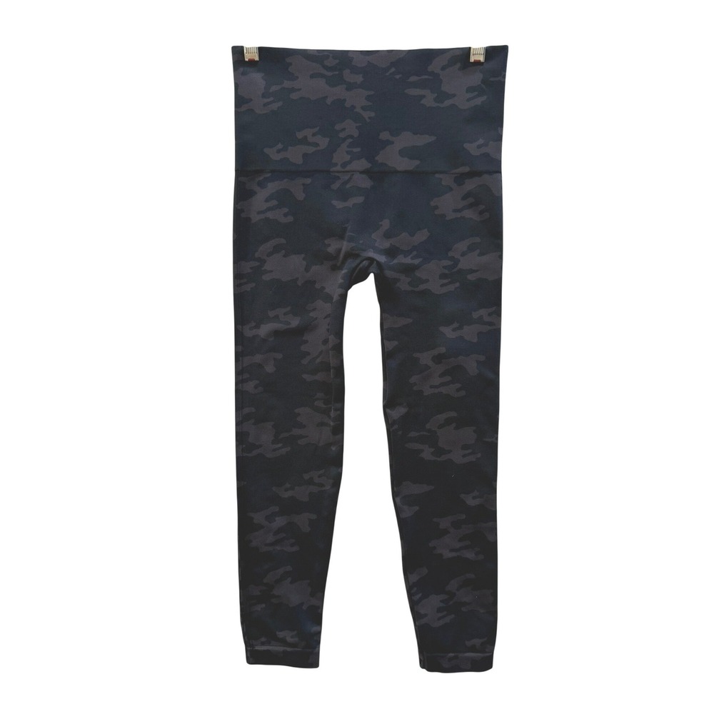 Spanx Look At Me Now Seamless‎ Camo Leggings Black Grey Camouflage High Waist L